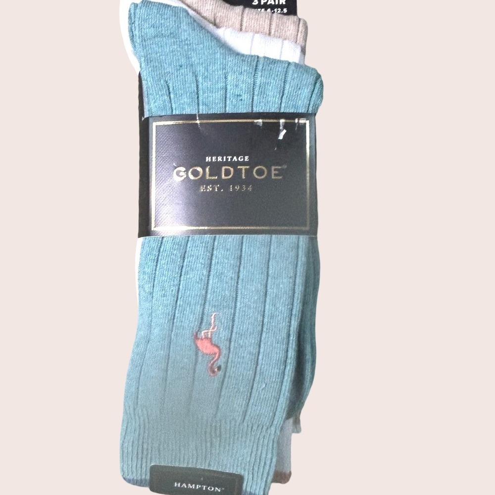 Goldtoe Hampton Crew Socks Large 3 Pair Pack Moisture Control NEW